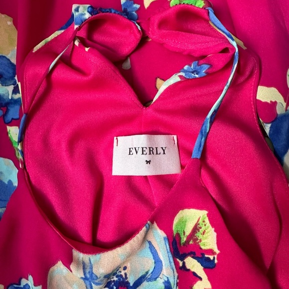 Everly Pink Floral Sundress Mini Women Sz Small Halter Neck Sleeveless - Picture 2 of 10